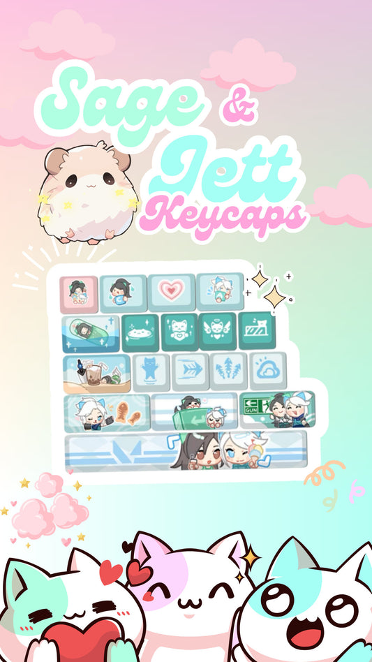 cute Kawaii Sage & Jett valorant keycaps